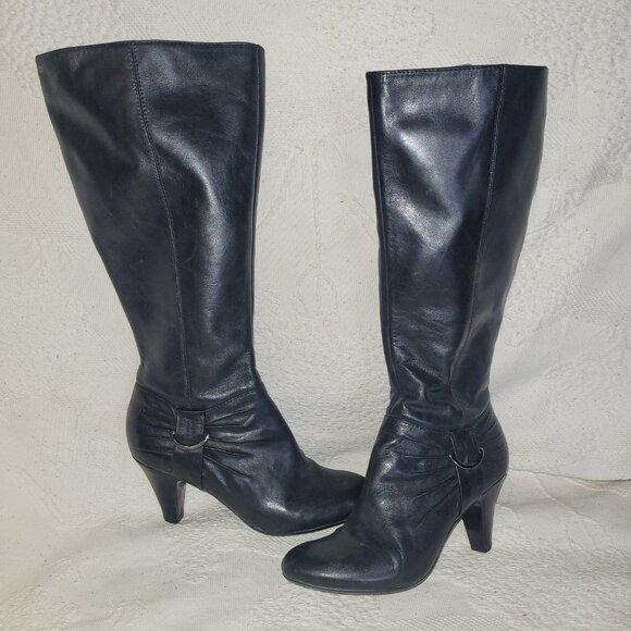 Naturalizer 5N Black Leather Heeled Boots - Picture 16 of 16